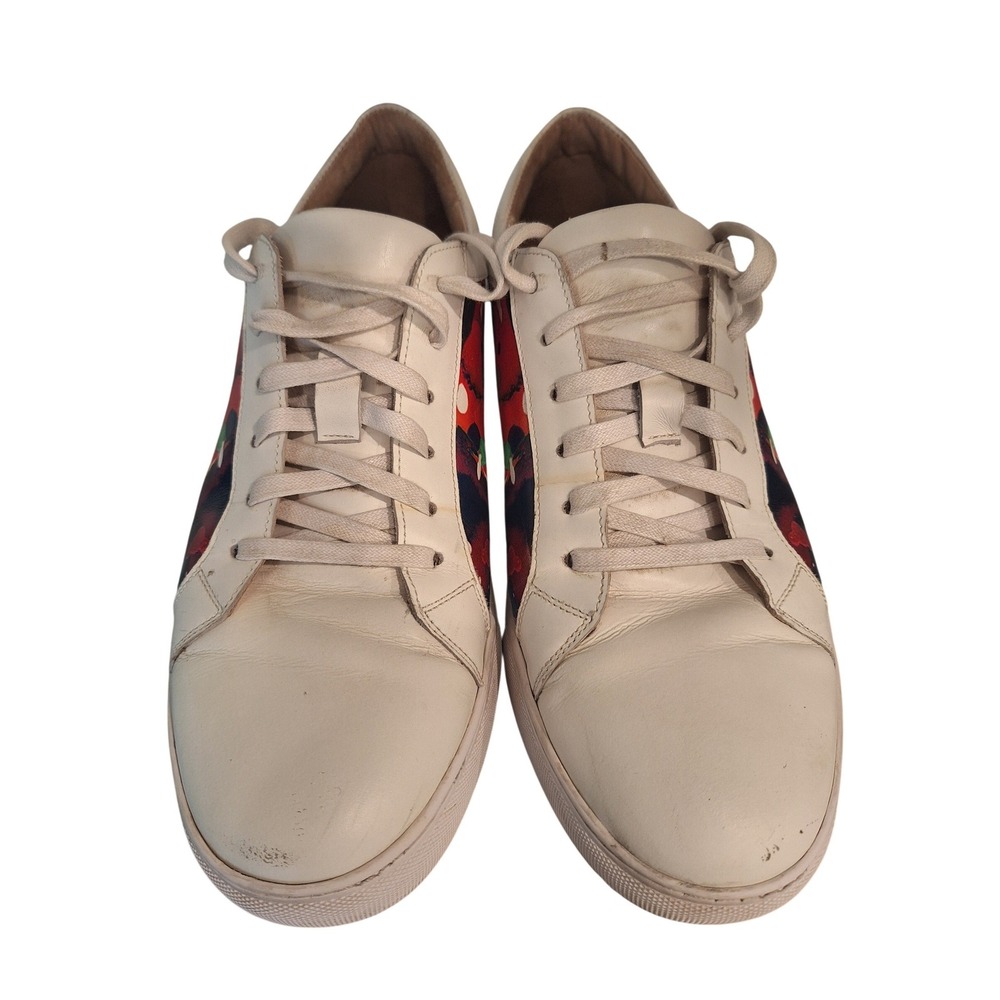 Robert Graham White leather Men's Ignition Printed Sneakers Size 10.5